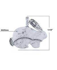 American West Jewelry Sterling Silver White Howlite Rabbit "Trickster" Pendant Enhancer