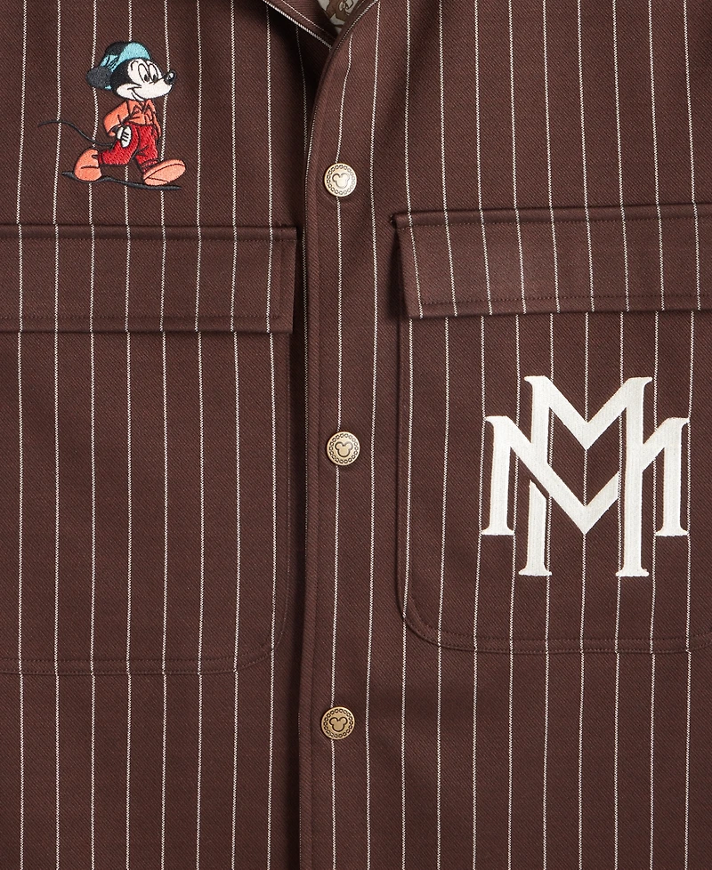 Disney | Macy's Men's Mickey Mouse Pinstripe Button Front Shirt Jacket, Exclusive
