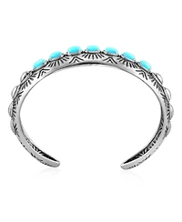 American West Jewelry Sterling Silver Sleeping Beauty Turquoise Gemstone Textured Cuff Bracelet, Size Large