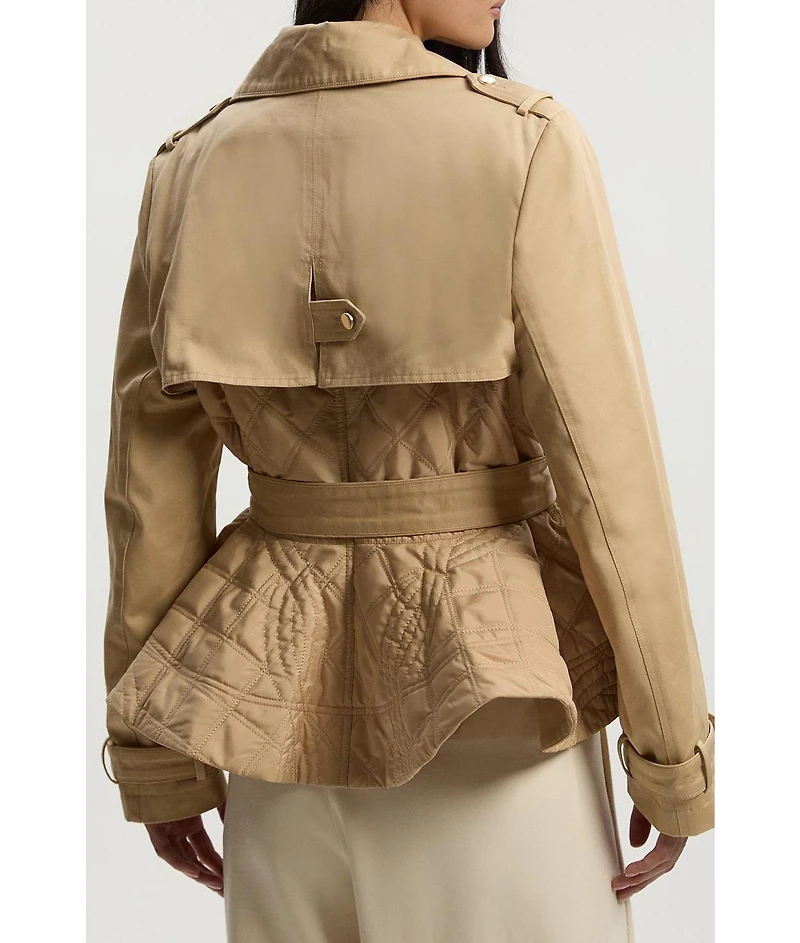 Karen Millen Women's Quilted Padded Peplum Short Trench Coat
