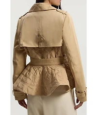 Karen Millen Women's Quilted Padded Peplum Short Trench Coat