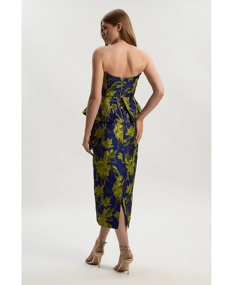 Karen Millen Petite Floral Jacquard Midi Pencil Dress