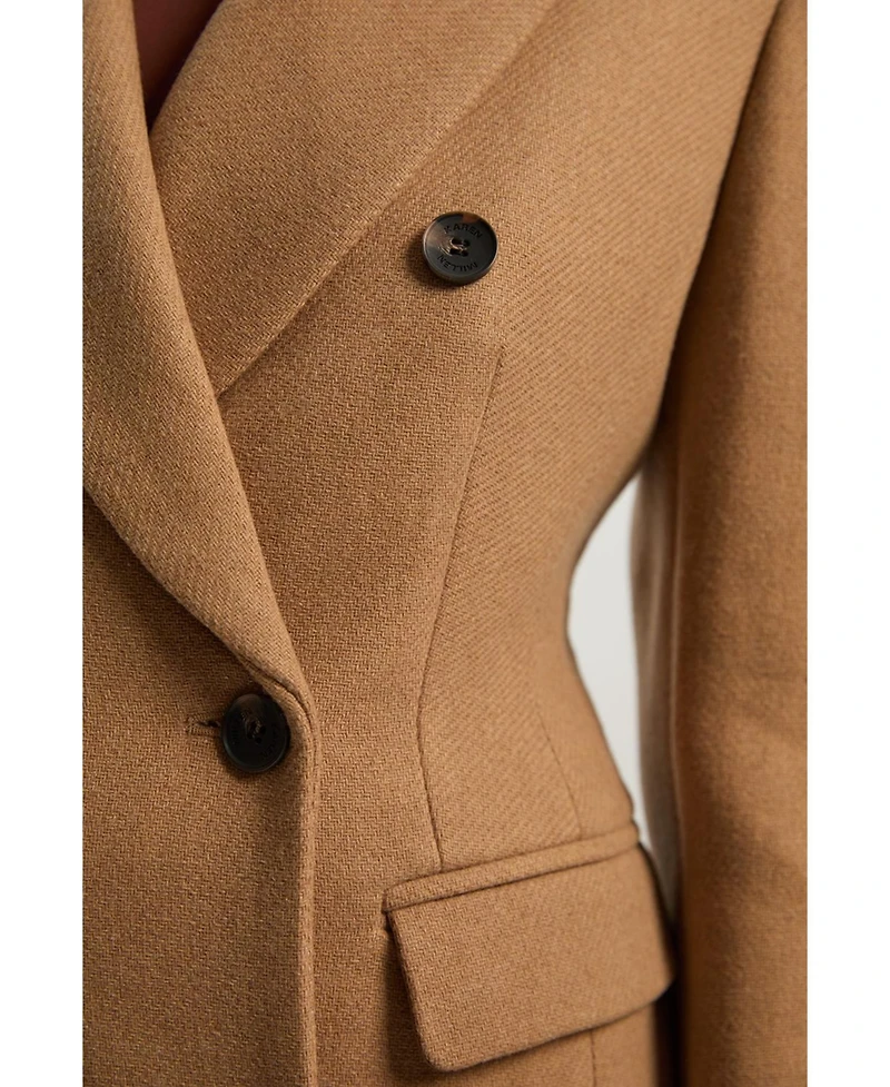 Karen Millen Women's Wool Double Breasted Tailored Maxi Coat
