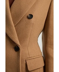 Karen Millen Women's Wool Double Breasted Tailored Maxi Coat