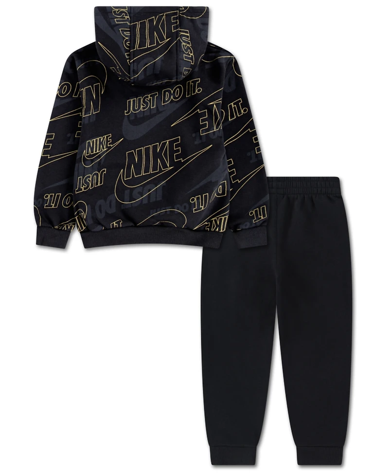 Nike Boys 4-7 2-Piece Sportswear Glow With Me Lightweight Pull-On Hoodie and Pants Set