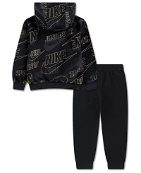 Nike Boys 4-7 2-Piece Sportswear Glow With Me Lightweight Pull-On Hoodie and Pants Set