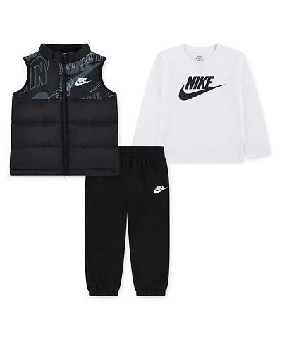 Nike Boys Toddler 2T-4T 3-Piece Sportswear Crewneck T-Shirt, Vest and Pants Set