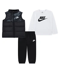 Nike Boys Toddler 2T-4T 3-Piece Sportswear Crewneck T-Shirt, Vest and Pants Set