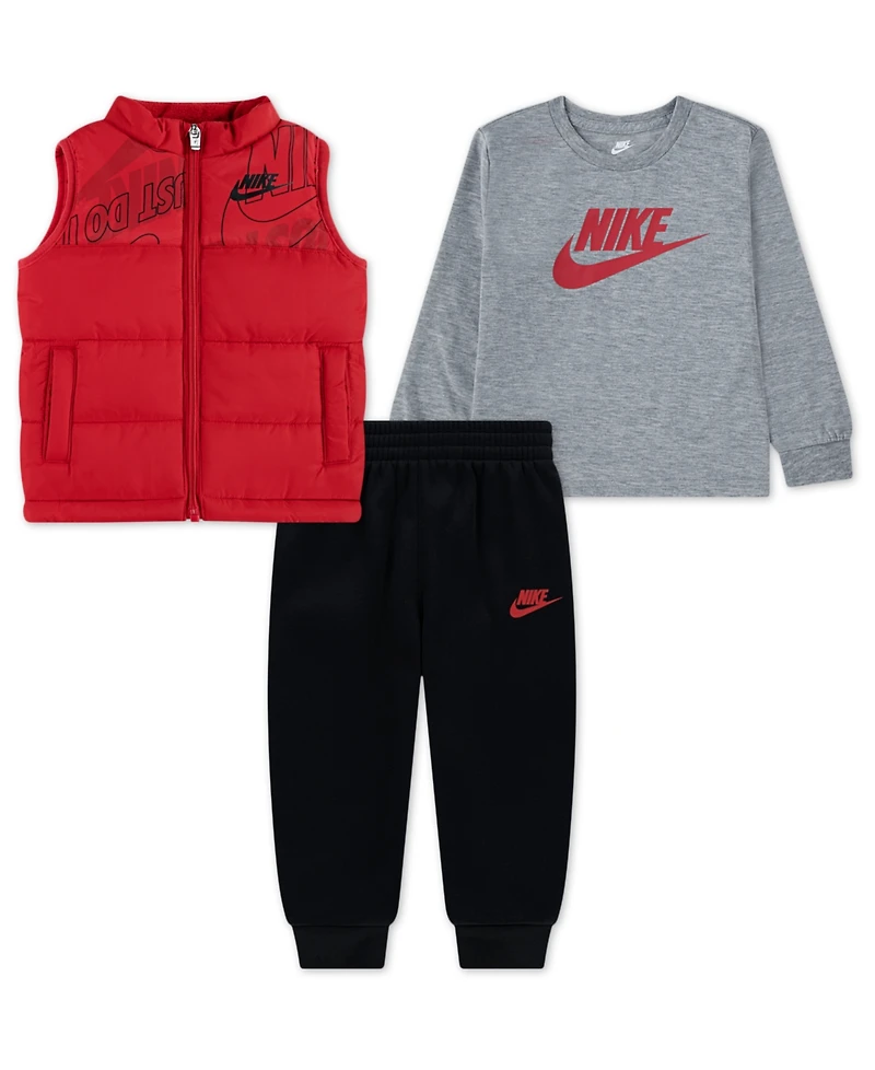Nike Boys Toddler 2T-4T 3-Piece Sportswear Crewneck T-Shirt, Vest and Pants Set