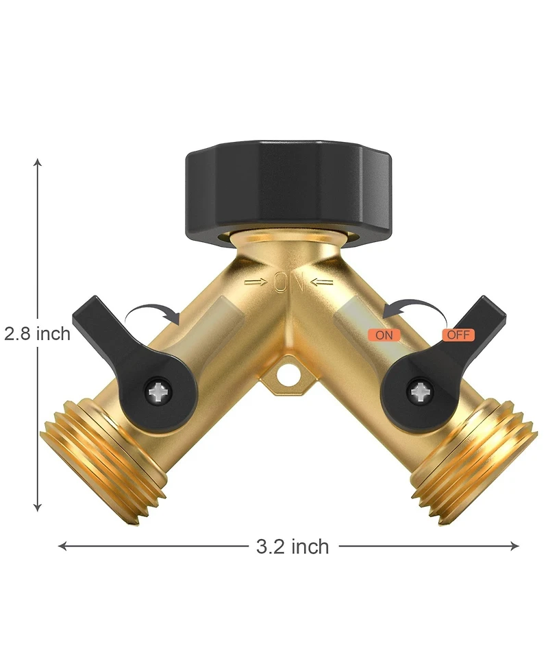 Twinkle Star 2-Pack Garden Hose Splitter Heavy Duty Brass Y Connector