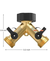 Twinkle Star 2-Pack Garden Hose Splitter Heavy Duty Brass Y Connector