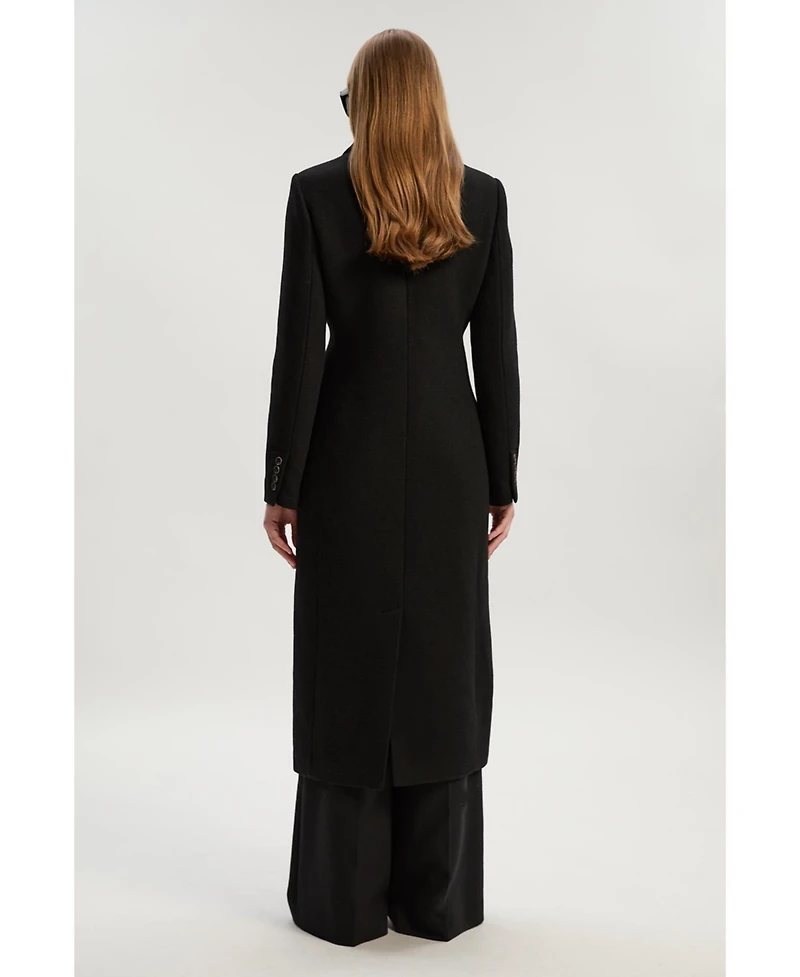 Karen Millen Women's Wool Double Breasted Tailored Midi Coat