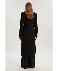 Karen Millen Women's Wool Double Breasted Tailored Midi Coat