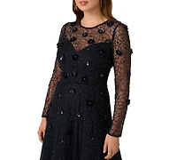 Adrianna Papell Women's Beaded Velvet Midi Dress