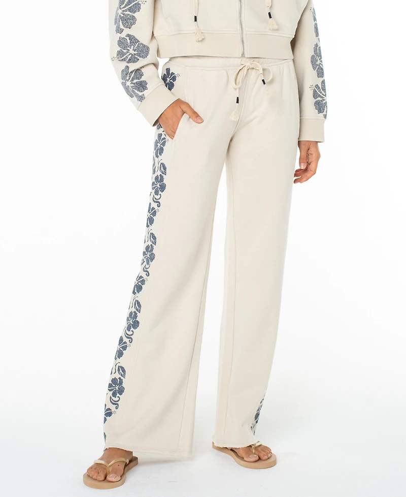 Roxy Juniors' Fringing Reefs Graphic Wide-Leg Sweatpants