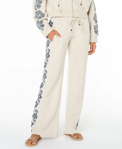 Roxy Juniors' Fringing Reefs Graphic Wide-Leg Sweatpants