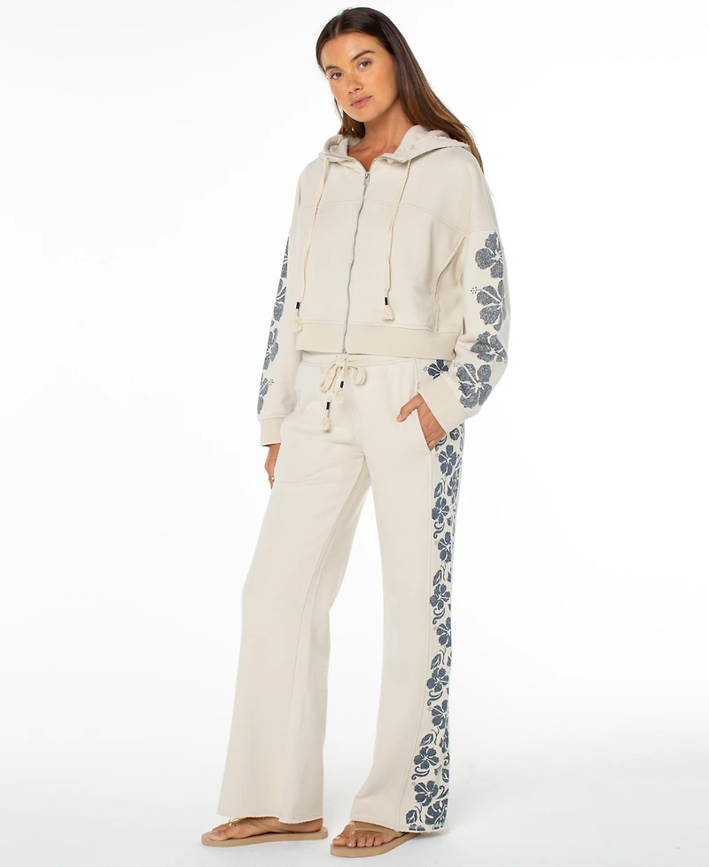 Roxy Juniors' Fringing Reefs Graphic Wide-Leg Sweatpants