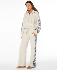 Roxy Juniors' Fringing Reefs Graphic Wide-Leg Sweatpants