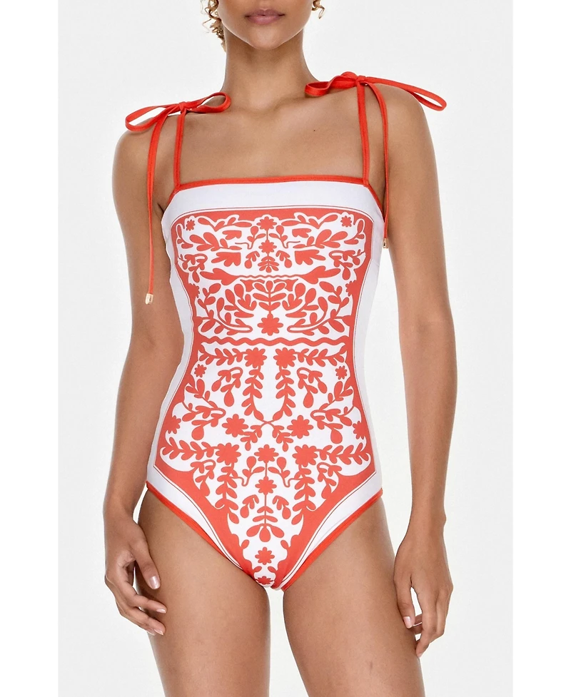 Jessie Zhao New York Women's Crossing Red Reversible One-Piece Swimsuit