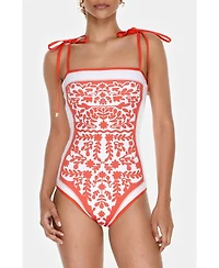 Jessie Zhao New York Women's Crossing Red Reversible One-Piece Swimsuit
