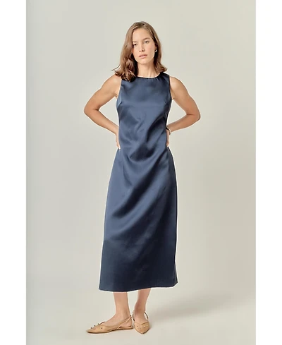 English Factory Women's Satin Sleeveless Midi Dress