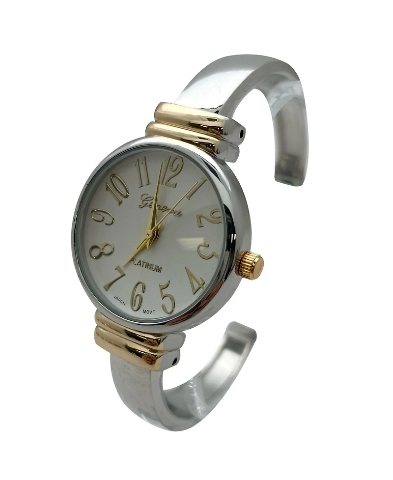 Olivia Pratt Metallic Everyday Minimalist Bangle Women Watch, Two Tone
