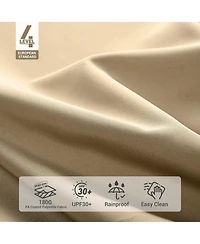 Yescom 9ft Solid Wood Outdoor Patio Umbrella with Base Included Parasol Wheels Stand for Bistro Market Garden Deck Yard Poolside Tan