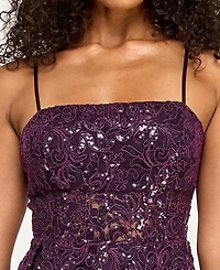 Emerald Sundae Juniors' Sequined Square-Neck Dress
