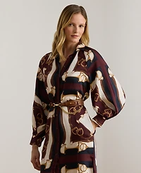 Lauren Ralph Petite Equestrian-Print Twill Midi Shirtdress