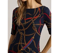 Lauren Ralph Petite Belting-Print Cotton Boatneck T-Shirt