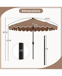 9.3 Ft Solar Patio Umbrella Outdoor Market Sunshade with 24 Led Lights Ruffles