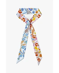 Jessie Zhao New York Silk Skinny Scarf Pink Blossom Jungle