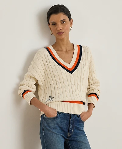 Lauren Ralph Petite Cable-Knit Cricket Sweater