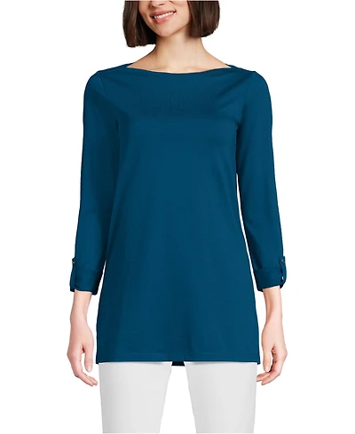 Lands' End Women's Supima Cotton Adjustable 3/4 Sleeve Boatneck Tunic