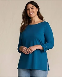 Lands' End Women's Supima Cotton Adjustable 3/4 Sleeve Boatneck Tunic