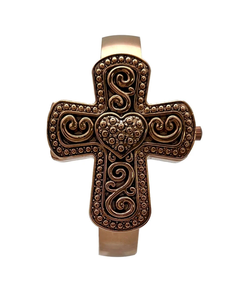 Olivia Pratt Rose Gold Cross Shape Bangle Women Watch