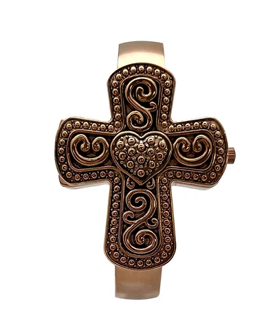 Olivia Pratt Rose Gold Cross Shape Bangle Women Watch