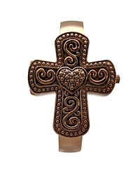 Olivia Pratt Rose Gold Cross Shape Bangle Women Watch