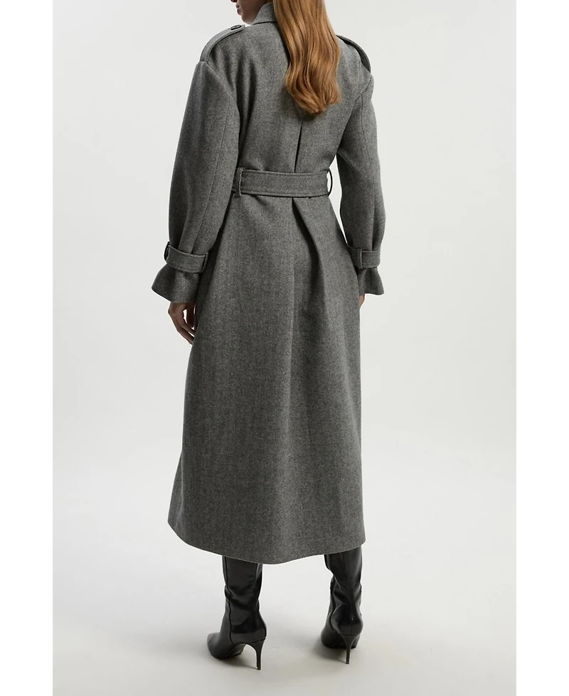 Karen Millen Women's Herringbone Tailored Maxi Coat