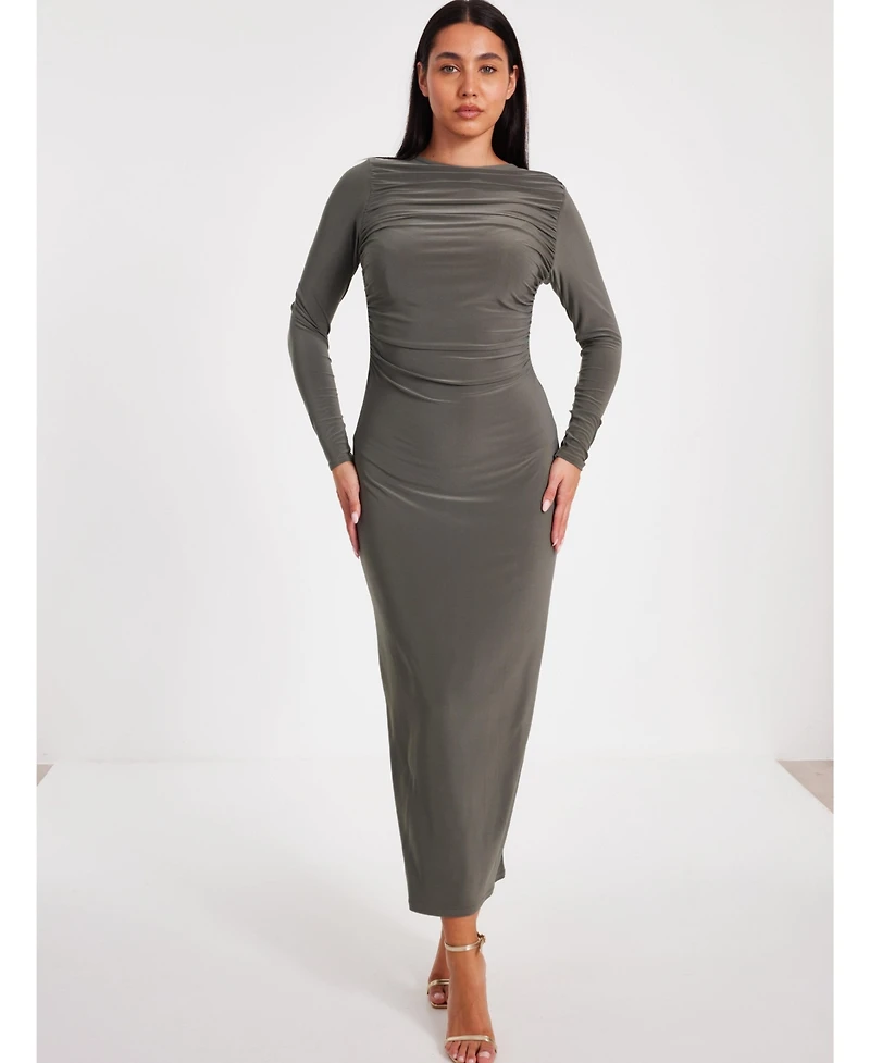 Quiz Women's Ity Long Sleeve Maxi Dress