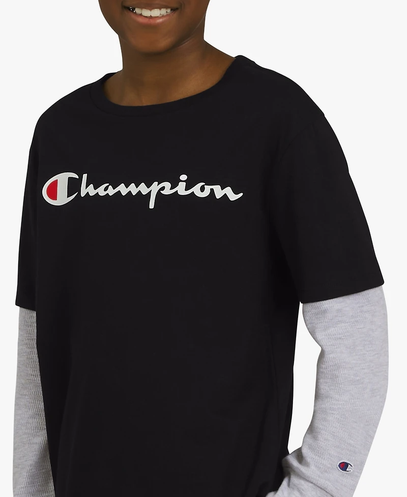 Champion Boys 8-20 Layered-Look Logo Graphic Crewneck T-Shirt