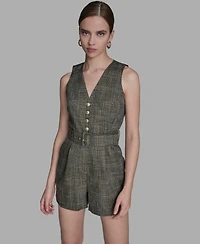 Bcbg Women's Belted Tweed Romper