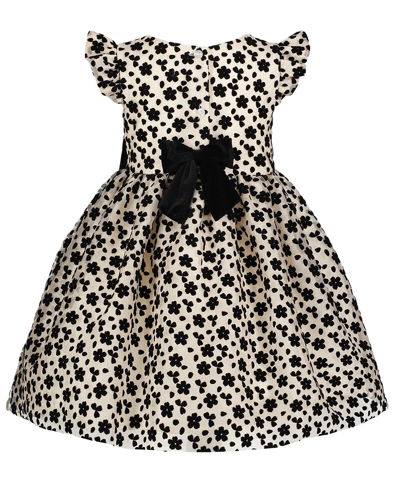 Blueberi Boulevard Baby Girls Round Neck Flocking Dress