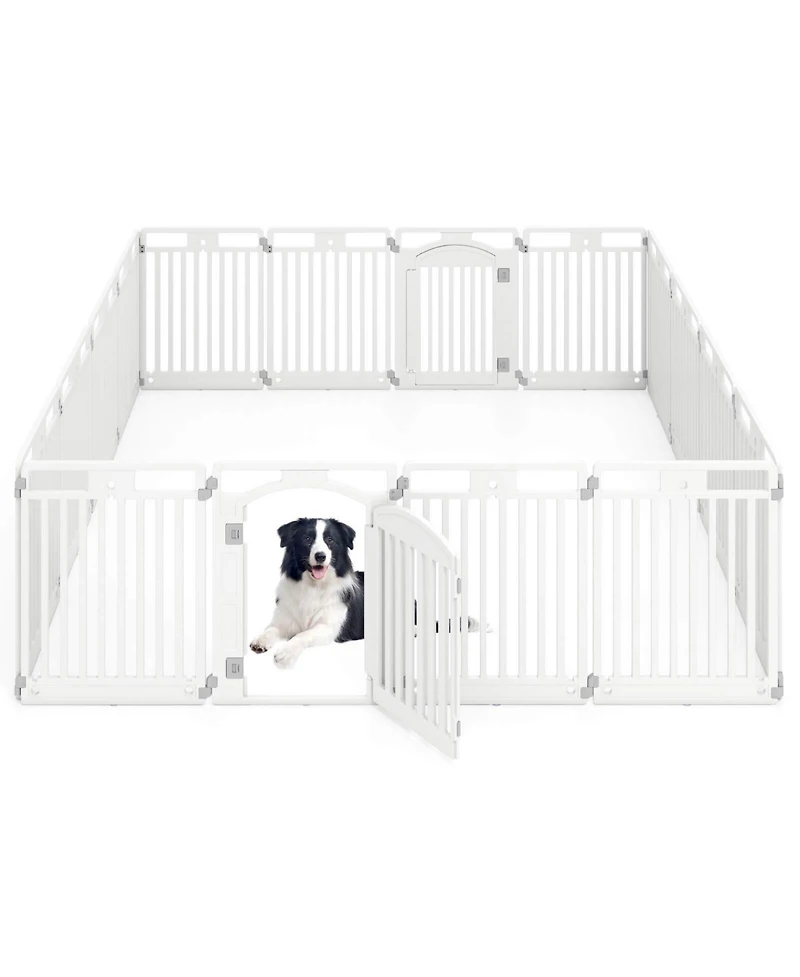 Costway Panel 32" Tall Plastic Dog with Securing Locking Door for Medium