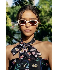 Jessie Zhao New York Silk Skinny Scarf Midnight Garden