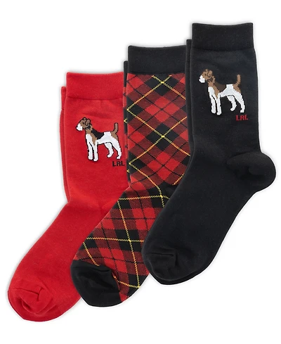 Lauren Ralph Lauren Women's 3-Pack Dog Crew Socks