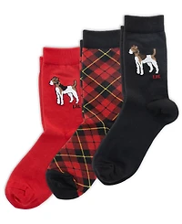 Lauren Ralph Lauren Women's 3-Pack Dog Crew Socks