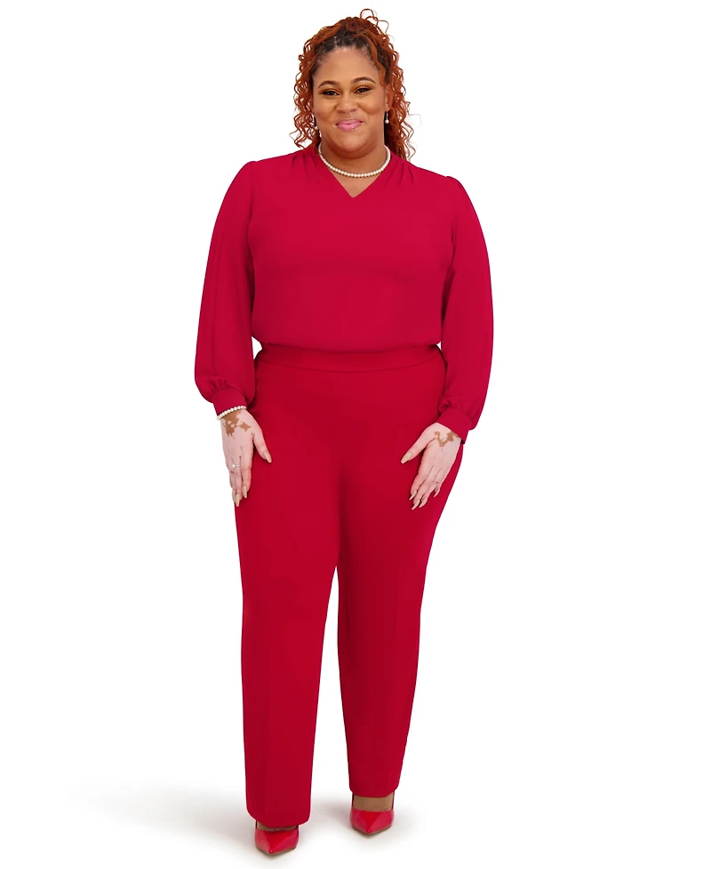 Kasper Women's Long Sleeves V-Neck Top