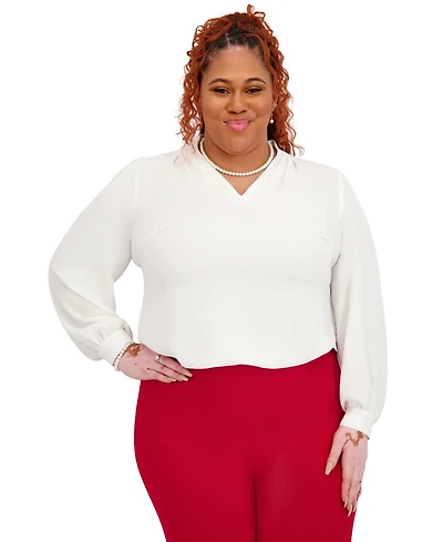 Kasper Women's Long Sleeves V-Neck Top