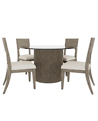 Frandlyn 5pc Dining Set (Round 54" Glass Table + 4 Side Chairs)